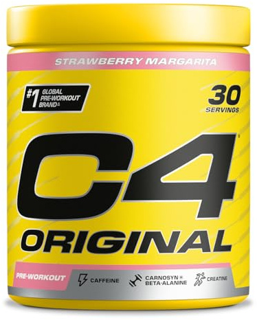 C4 Original - Suplemento en polvo para preentrenamiento - Margarita de fresa | Bebida energética para antes de entrenar | 150 mg de cafeína + beta alanina + monohidrato de creatina | 30 raciones