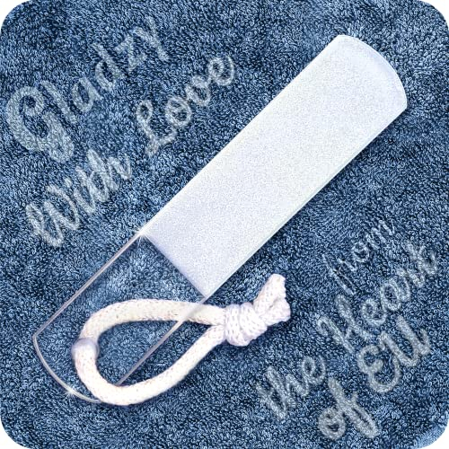 GLADZY Czech Glass Foot File Callus Remover – Double Sided Etched, Different Grit Coarse & Fine Surfaces for Hard Skin & Cracked Heels, Professional Pedicure Tool, Washable Reusable, Made in EU