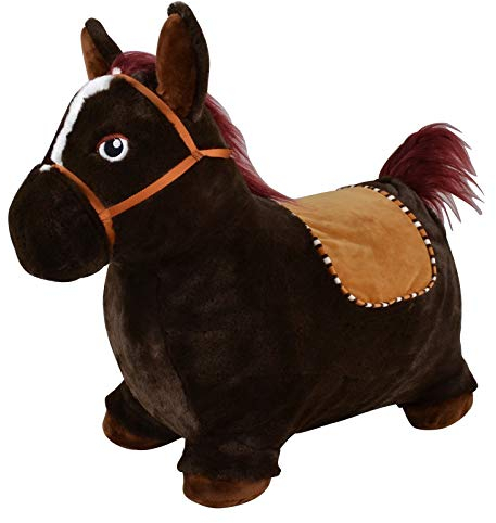 Bayer Chic 2000® Aufblasbares Hüpftier – Einhorn –Mit weichem abnehmbarem Bezug & Luftpumpe – Perfekt für Mädchen & Jungen – Ab 18 Monaten, Dunkelbraun