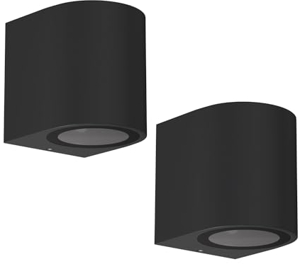 ledscom.de 2 x Wall Light ALSE for Outdoors, IP54, Downlight, Black matt, Round, 1x GU10 max. 35W