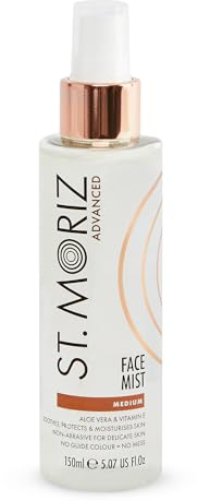 St Moriz Advanced Instant Tanning Face Mist with Aloe Vera & Vitamin E, Fast Drying Vegan Fake Tan, Medium (150ml)