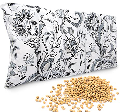 Amilian Kirschkernkissen 55 x 20cm Wärmekissen Wärmekompresse Körnerkissen Kirschkernsack Kirschkern Kissen für Kinder Erwachsene ideal als Massagekissen Kältekissen Folk Grau