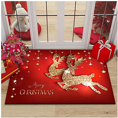 Weihnachtsteppich Matten, Weihnachtsfußmatten Heim Tür Fußmatten, Gedruckt Teppich, Rutschfeste Fußmatte Weihnachtsmuster, für Schlafzimmer, Flur Wohnzimmer Boden, Küche Badezimmer Teppich,23,100x150