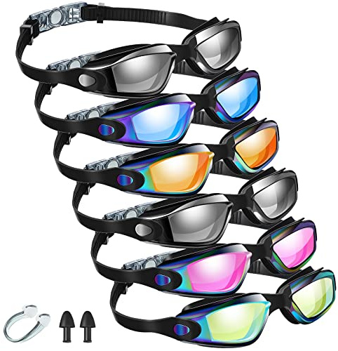6 Pack Swim Goggles Antifog Swimming Equipment with Protection Polarized Women Men Swimming Goggles No Leaking Full Protection Sport Swimming Goggles with Wide View for Adult Youth (Vivid Color)