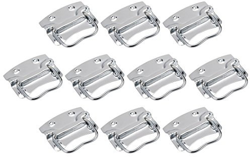 Ruilogod 90mmx68mm Eisen Sprühfarbe Werkzeugkasten Hülle Brust Ring Zuggriff Silber Ton 10 stücke