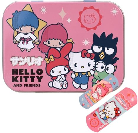 Hello Kitty, Boite en Métal de Pansements, Prédécoupés, Enfants, Junior, Boite de 24 Pansements, 10,9 x 8 x H.2 cm,TAKE CARE