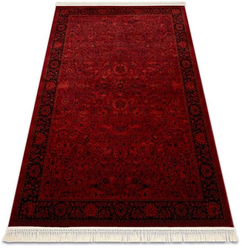rugsx Orient 5125 Burgund Schwarz Teppich mit Fransen Wohnzimmer 150x230 cm