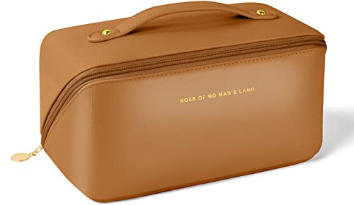 Aucuu Reise Kosmetiktasche, PU Leder Tragbar Reise Make-up Tasche mit Großer Kapazität Wasserdichter, Portable Schminktasche Kulturbeutel-Organizer für Toilettenartikel