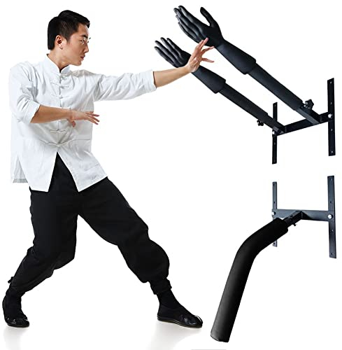 DYK&NX Wing Chun Attrappe für Kampfsport-Training, Wing Chun holzpuppe, Wandmontage Wing Chun Dummy, mit Federarmen, Handtrainingsgerät für zu Hause