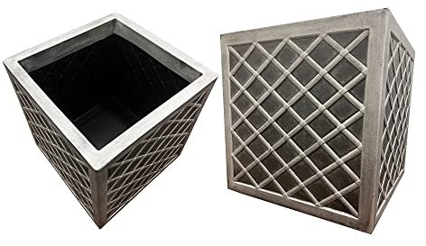 STAR SUPPLIES Outdoor Large Grey 38cm Lazio Effect Square Plastic Garden Flower Planters (1 Lazio Planter)