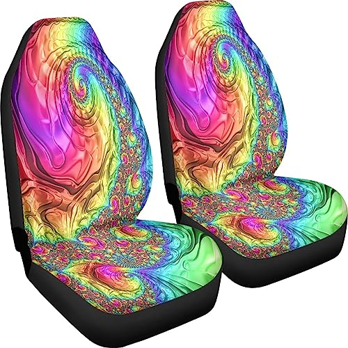 Poceacles Autositzbezüge für Vordersitz, Bunte Blasen-Druck, atmungsaktive Polyester-Autositzpolster, waschbar, 2 Stück, F8