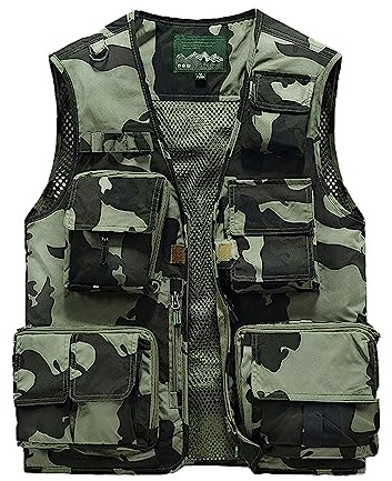 Sukany Gilet cargo en maille pour homme avec poches multiples