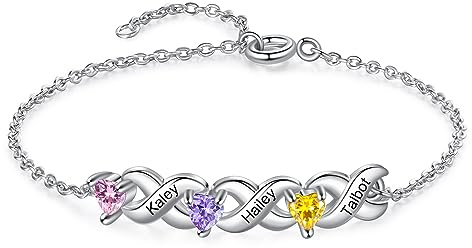 Jeweidea Armband Damen Personalisiert Armband mit Namen der Kinder Gravur Silberanhänger Verstellbares Armband für Mutter Mädchen Tochter Muttertagsgeschenke Personalisierte Geschenke