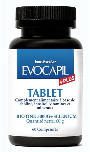 EVOCAPIL PLUS Vitaminas para el CABELLO con Biotina, Selenio, Colina, Zinc, 60 comprimidos. Apoya el crecimiento del pelo, fortalece la piel y las uñas - Sin aditivos