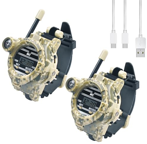Walkie Talkie per Bambini, YDI Ricaricabile Orologio Walkie Talkie Bidirezionale a Lungo Raggio con Torcia, Campeggio Escursioni Ciclismo Giocattoli all'aperto, Regali per Ragazze e Ragazzi, 2 Pezzi