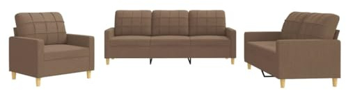 vidaXL 3-TLG. Sofagarnitur mit Kissen Braun Stoff