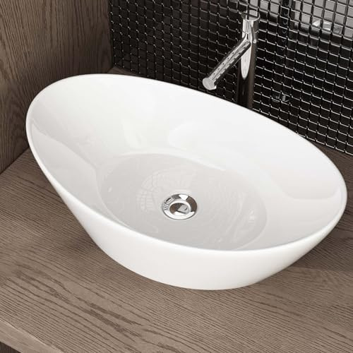 Toppmonterat tvättställ | premiumkvalitet | enkel installation | modern design (55 x 34 x 17 cm, vit/A690)