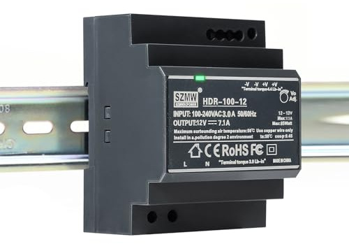 DEWIN Hutschienen Netzteil, DIN-Schienen-Netzteil 12V 7,1A 85W DIN Rail Transformator Schaltnetzteil for Industrielle Automatisierungsgeräte