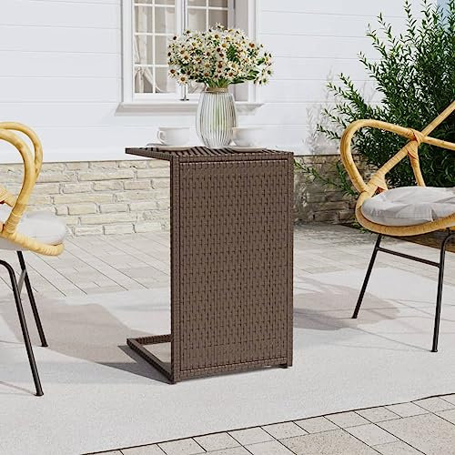 KTHLBRH Vielseitiger Beistelltisch Büro Beistelltisch Ablagetisch C-Tisch Braun 40x35x60 cm Poly Rattan Geeignet für Wohnzimmer, Schlafzimmer, Arbeitszimmer