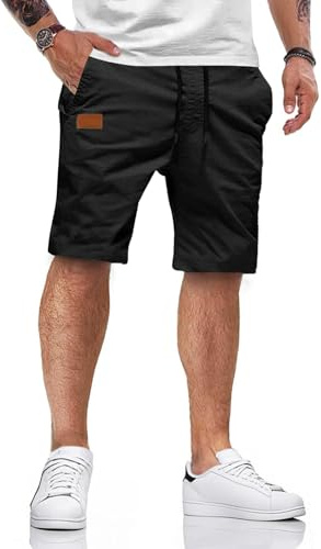 HMIYA Kurze Hosen Herren Baumwolle Chino Shorts Sommer mit 4 Taschen | Freizeitshorts,Elastischer Bund,Sommerhose für Freizeit,Strand und Stadt