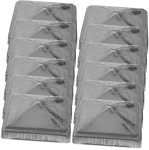 BESTonZON 12pcs Fence Post Cap Replacement Metal Decorative Caps Pyramid Rectangle Post Covers for