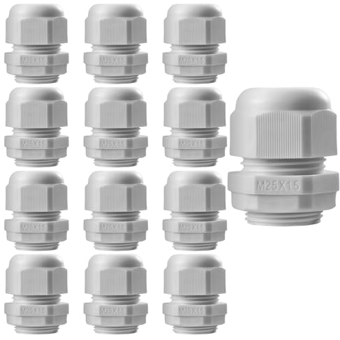 Cable Glands Mixed Set, 13PCS Waterproof Stuffing Glands M25, IP68 Locknut Stuffing Glands for Electrical Boxes Junction Boxes Wall-Mounted Distribution Boxes