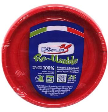 TEKHOME PIATTI PLASTICA 22cm piatti plastica colorati lavabili e riutilizzabili Rotondi per Compleanno,Festa, Matrimonio (ROSSO, 200pz)