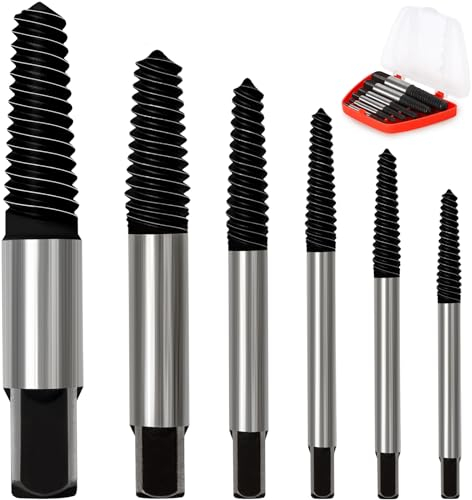 WUFANC Lot d'extracteurs de vis professionnels - Pour vis M4 à M25 - Pour enlever facilement les vis rouillées, fixes ou cassées (noir 6)