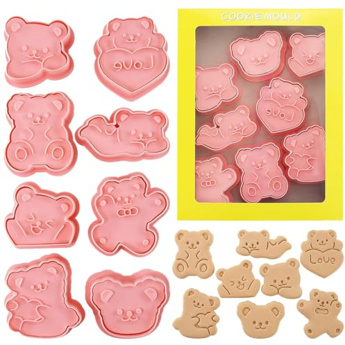 8 Pièces Emporte-Pièces Ours, Emporte-Pièces Ours en Peluche, Outils de Cuisson, pour Pâte à Biscuits, Pâtisserie, Beignet, Fondant, Sugarcraft, Bricolage