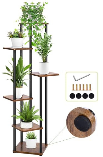 Rainie 6 Tier Plant Stand 133 cm Indoor Outdoor Tall Metal Flower Shelf Corner Pots Holder for Multiple Plants, Tiered Display Rack for Living Room Bedroom Balcony Garden Patio