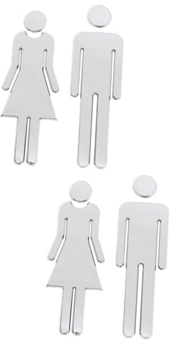 SOLUSTRE 2paires Panneau Mural Miroir Autocollant Toilettes Pour Hommes Et Femmes Décoration Pour Bureau École Bar