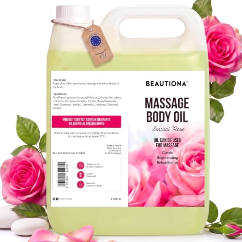 Massageöl 5 Liter Sensual Rose – vegan, 100% natürlich & GVO-frei – Wellness-Öl & Körperöl in Spa-Qualität für Massage & Pflege, Männer & Frauen