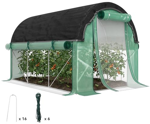Invernadero Outsunny Invernadero de película de 3 x 2 x 2 m con 6 Ventanas, Puertas enrollables, Paredes Laterales enrollables, túnel de película Resistente a los Rayos UV, caseta para Tomates