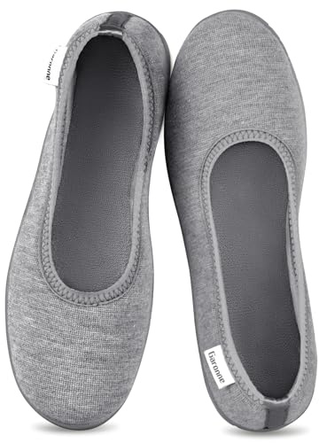 Garonne Women's Slippers with Memory Foam, Ladies' Non-Slip House Shoes for Bedroom Indoor/Outdoor(8,Grey)