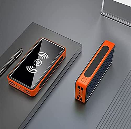 Batterie Externe, Chargeur Solaire, Chargeur Solaire sans Fil, Batterie Externe Portable, étanche, Noir