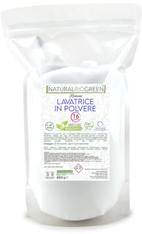 Naturalbiogreen Waschmittel für Waschmaschine aus umweltfreundlichem Pulver, 400 g