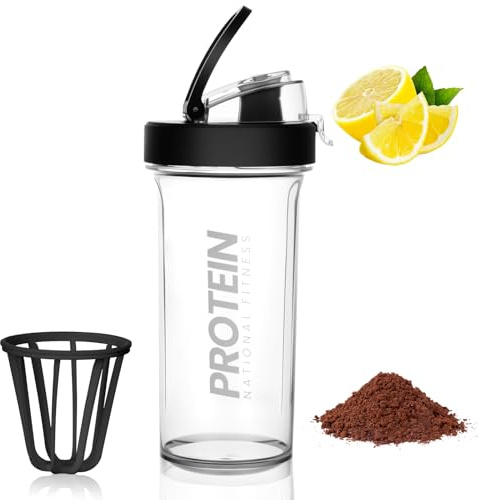 Fefod Shaker Protéiné de 500ml, Shaker à protéines avec Tamis Mélangeur Sans BPA, Bouteille shaker de protéines pour Boisson Protéinée, Compléments Alimentaires En Poudre, Gourdes de Sport