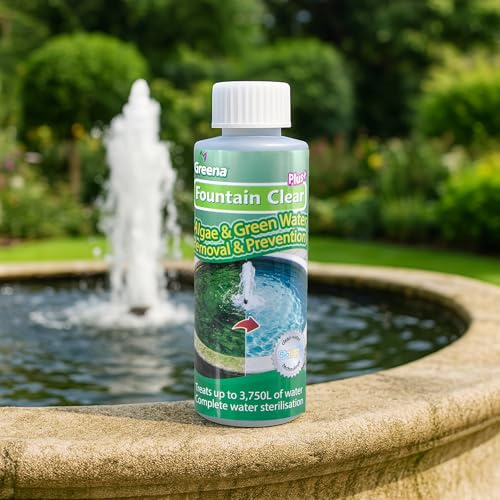 Greena Fountain Clear PLUS 125ml— Remove Algae Fast. Restore Crystal-Clear Water. Removes Biofilm Build-Up For Fountains and Water Features up to 3,750L