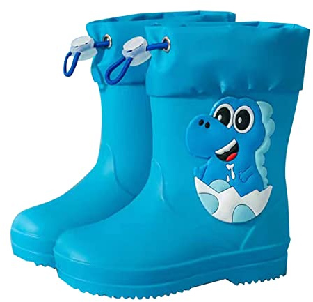 Generico Stivali Pioggia Bambino e Bambina Stivaletti Pioggia Bambino Scarpe da pioggia Antiscivolo Impermeabili Stivali di Gomma per Bambini per ragazze e ragazzi unisex (1-Blue, 25)