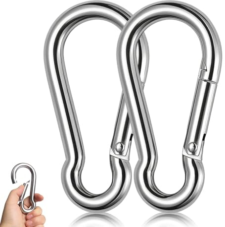 2 Stück Karabinerhaken Edelstahl, 12x140mm Karabiner Groß M12 Federhaken Edelstahl Tragfähigkeit 800 kg/1600 lb für Swing Lanyard DIY Zubehör Pulley Boot Camping Reisen Angeln