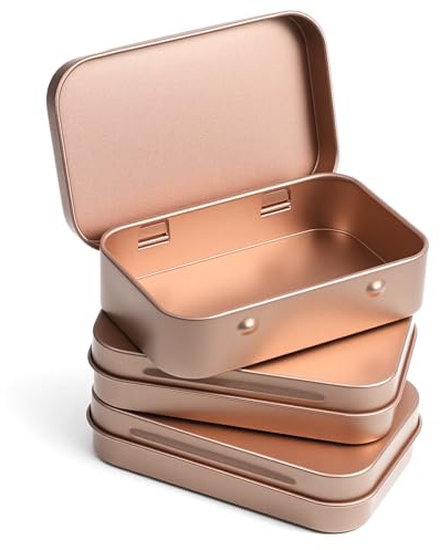 ElevateTech 3 Pack Metal Tin Box Rectangular Hinged Tins Box with Lid Portable Boxes Organizer Container Storage Small Storage Kit Empty Tinplate Containers for Home Organizer Gifts Car Keys Crafts