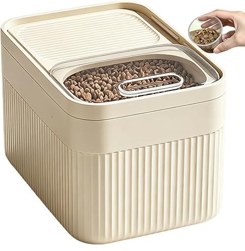 Dog Pet Cat Food Storage Container, Dog Food Bin with Measuring Cup, Transparent Sealed Insect-proof Moisture-proof Portable Small Pet Food Storage Container for Dry Food & Dry Feed for Birds Birds