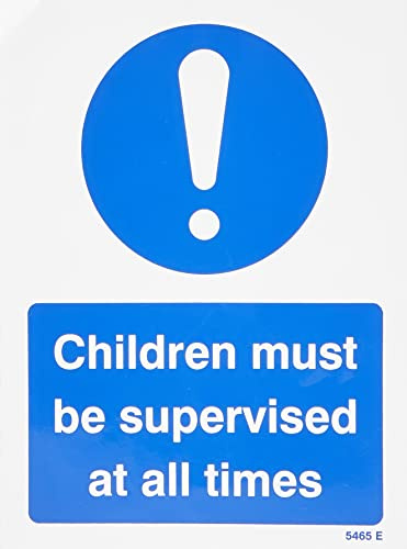 Caledonia Signs 25465E Children Must be Supervised at All Times Sign, Self Adhesive Vinyl, 200 mm x 150 mm