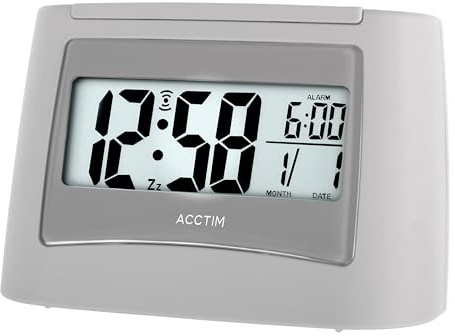 Acctim Attis Stylish Alarm Clock LCD Display with Time Calendar and Alarm Time - Mist