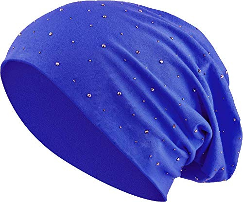 Balinco Long Slouch Beanie für Damen, Herren & Teens mit Strass Nieten, Weiche 100 % Baumwoll-Jersey Mütze, Elastische Einheitsgröße im Heather Style Winter mütze