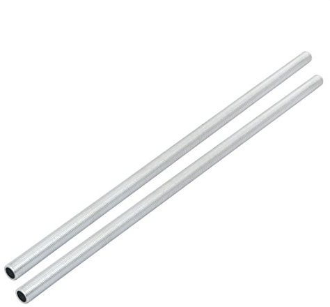sourcing map Tige Filetée Creuse M10 Tube Filete Filetage 320mm Longueur Supérficiel Lampe Tuyau Mamelon Réparation Pièce pour Lumière Zingué Argenté Paquet de 2
