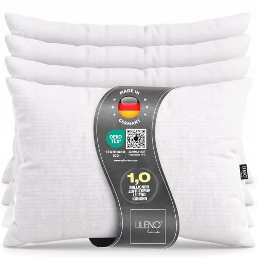 LILENO HOME Kissenfüllung (4er Set) | Pralle Füllung für Couchkissen & | Dekokissen | Wolkenweiches Sofa Pillow 50x70 & Schlafkissen Made in Germany | Kissen Set mit Oeko-Tex Klasse 1
