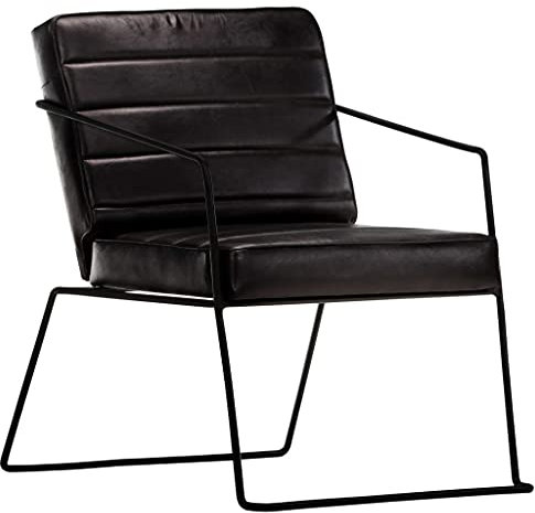 vidaXL Sessel Schwarz Echtleder