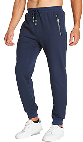 ZOXOZ Pantalons de Survêtement Hommes Coton avec Poches Zippées
