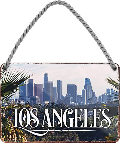 schilderkreis24 – Cartel de chapa Los Ángeles Ciudad California decorativo cartel de vacaciones viajes paisaje metal cartel retro puerta cumpleaños Navidad 18 x 12 cm